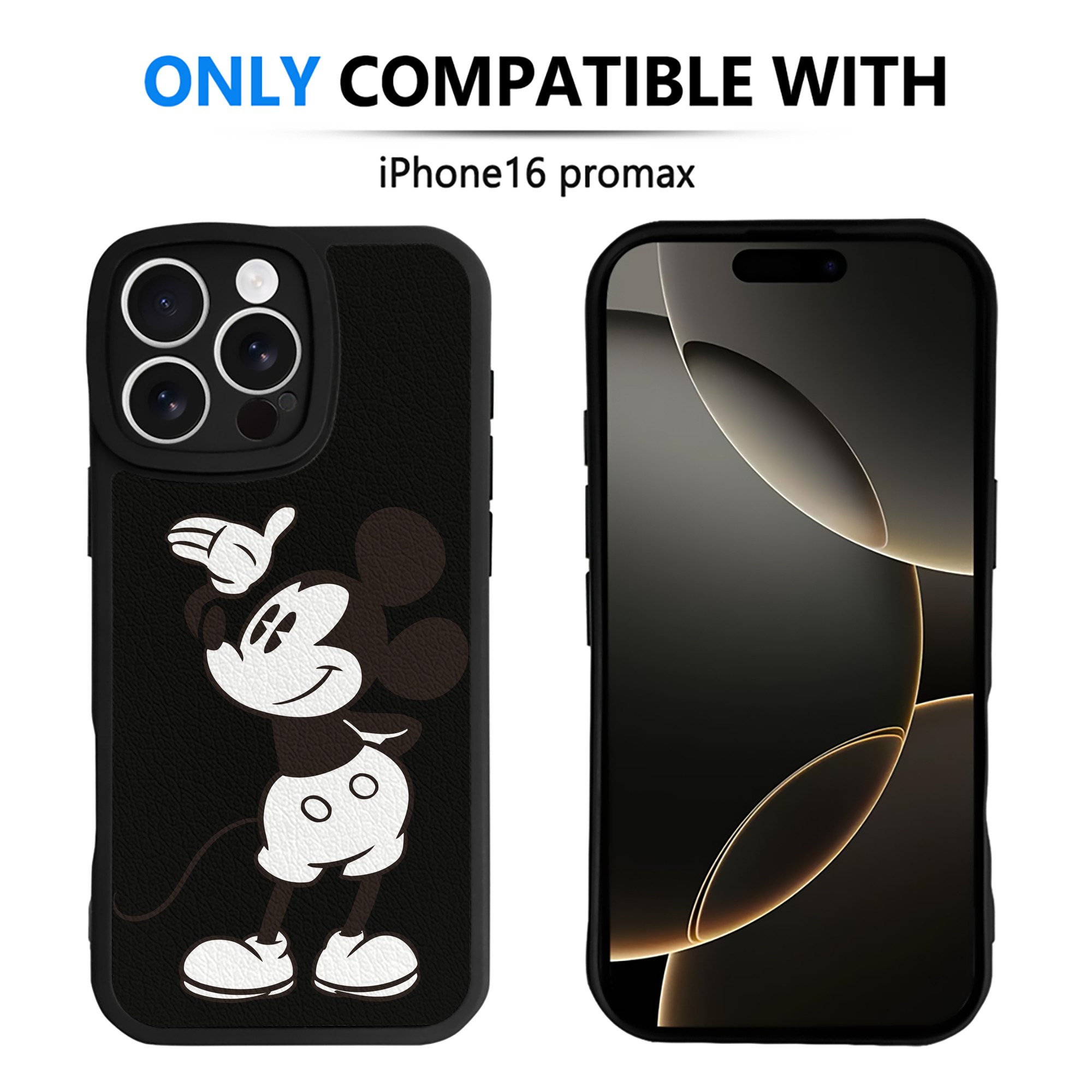 （画像用） ミッキーマウス Mickey Mouse 【iPhone 16シリーズ対応】シリコンスマホケース（レザー調） 材質：シリコン
